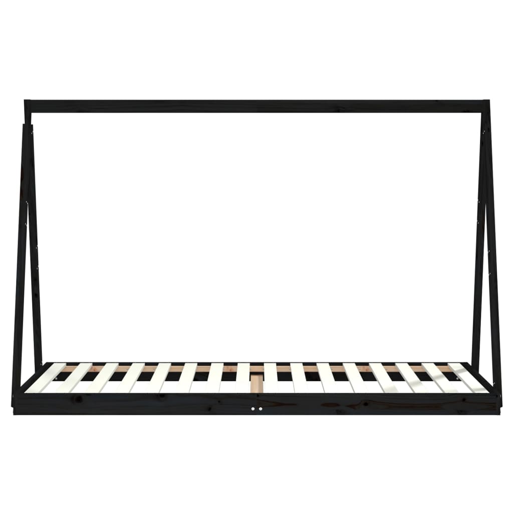 vidaXL Kinderbett Schwarz 90x200 cm Massivholz Kiefer