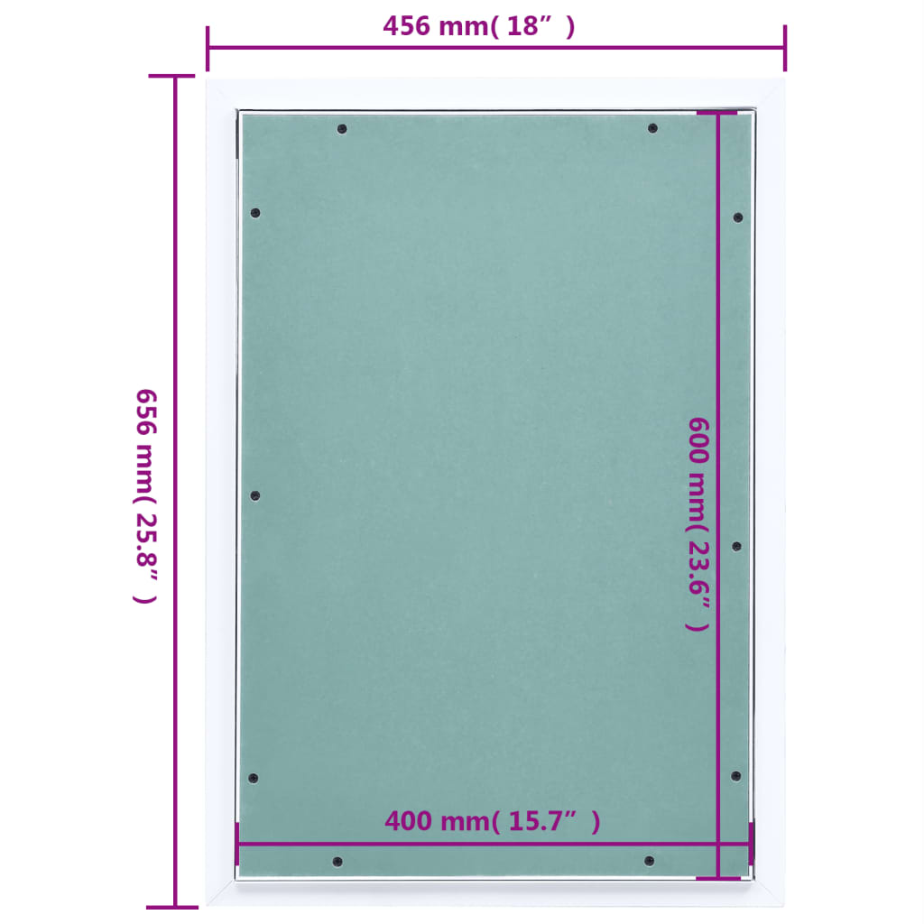 vidaXL Revisionsklappe mit Aluminium-Rahmen und GK-Einlage 400x600 mm