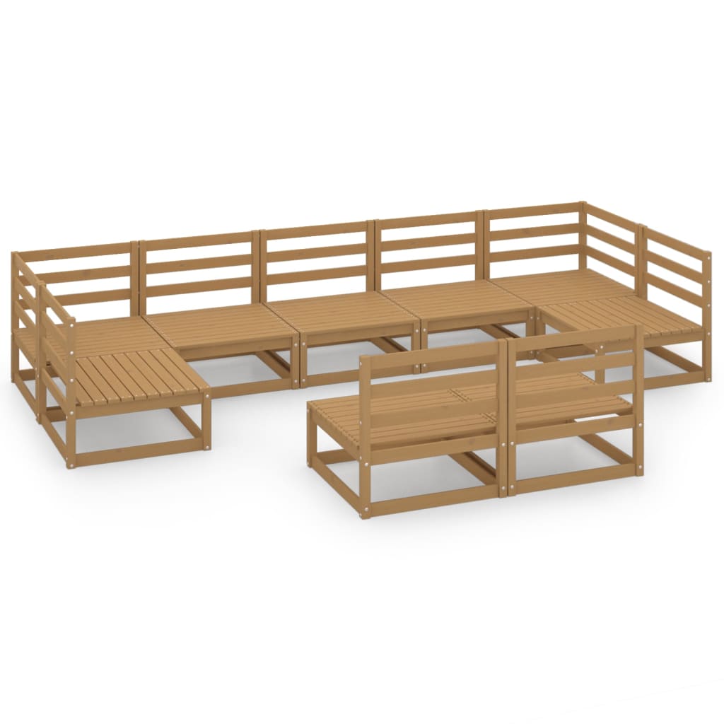 vidaXL 9-tlg. Garten-Lounge-Set Massivholz Kiefer