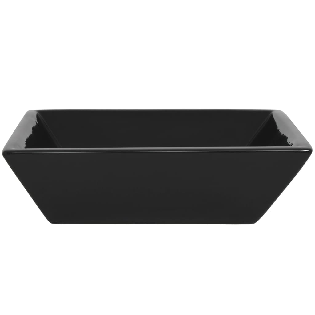 vidaXL Waschbecken Keramik Quadratisch Schwarz 41,5 x 41,5 x 12 cm