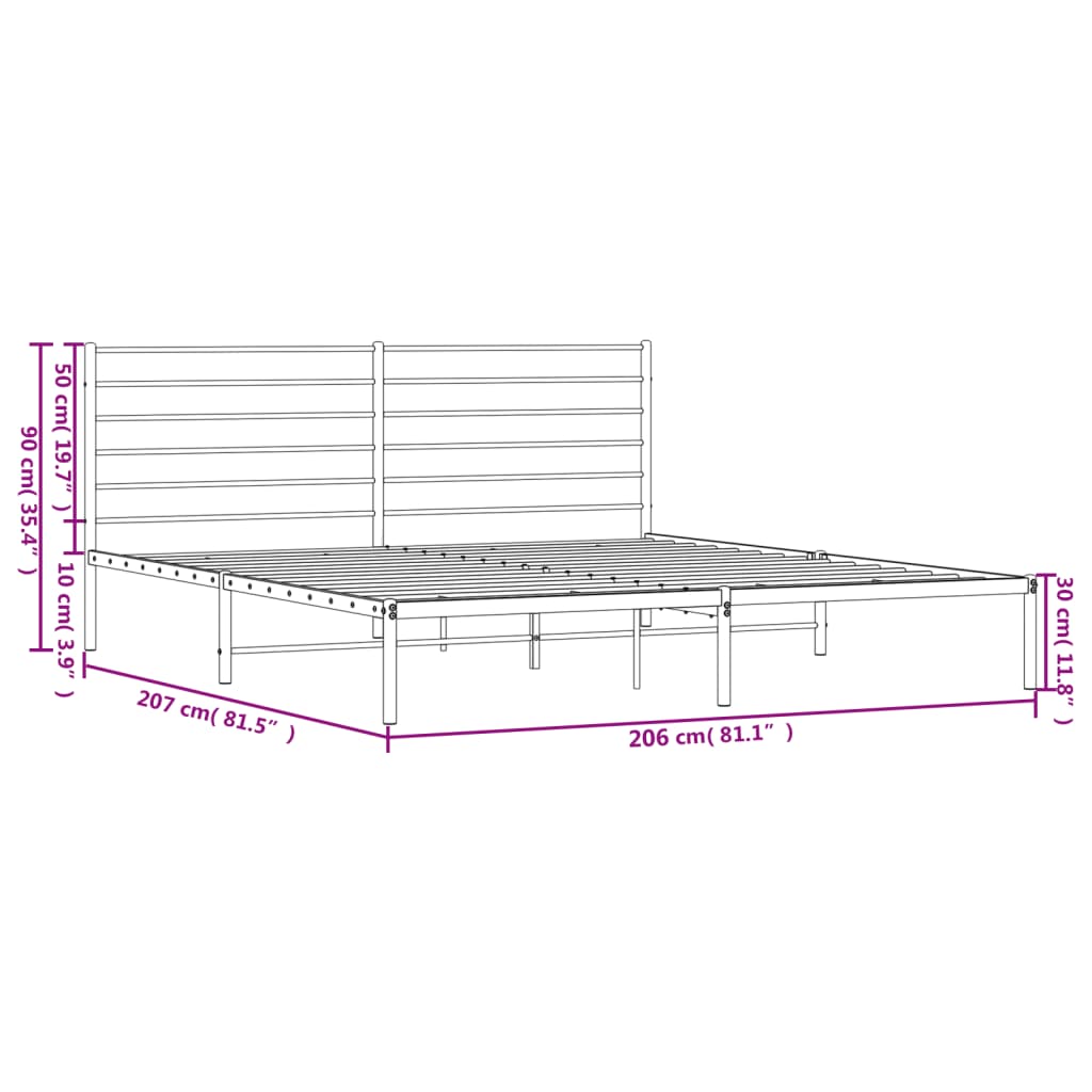 vidaXL Bettgestell mit Kopfteil Metall Weiß 200x200 cm