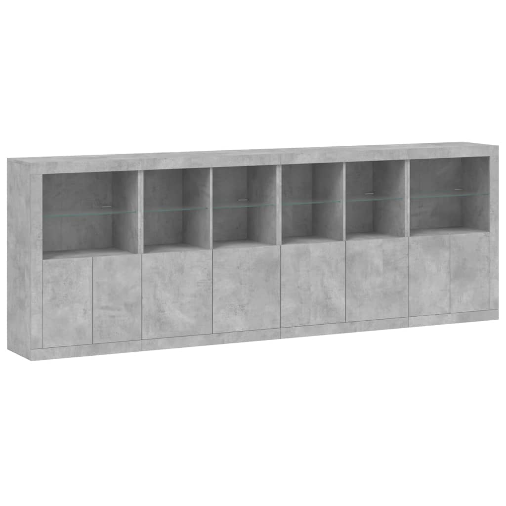 vidaXL Sideboard mit LED-Leuchten Betongrau 283x37x100 cm