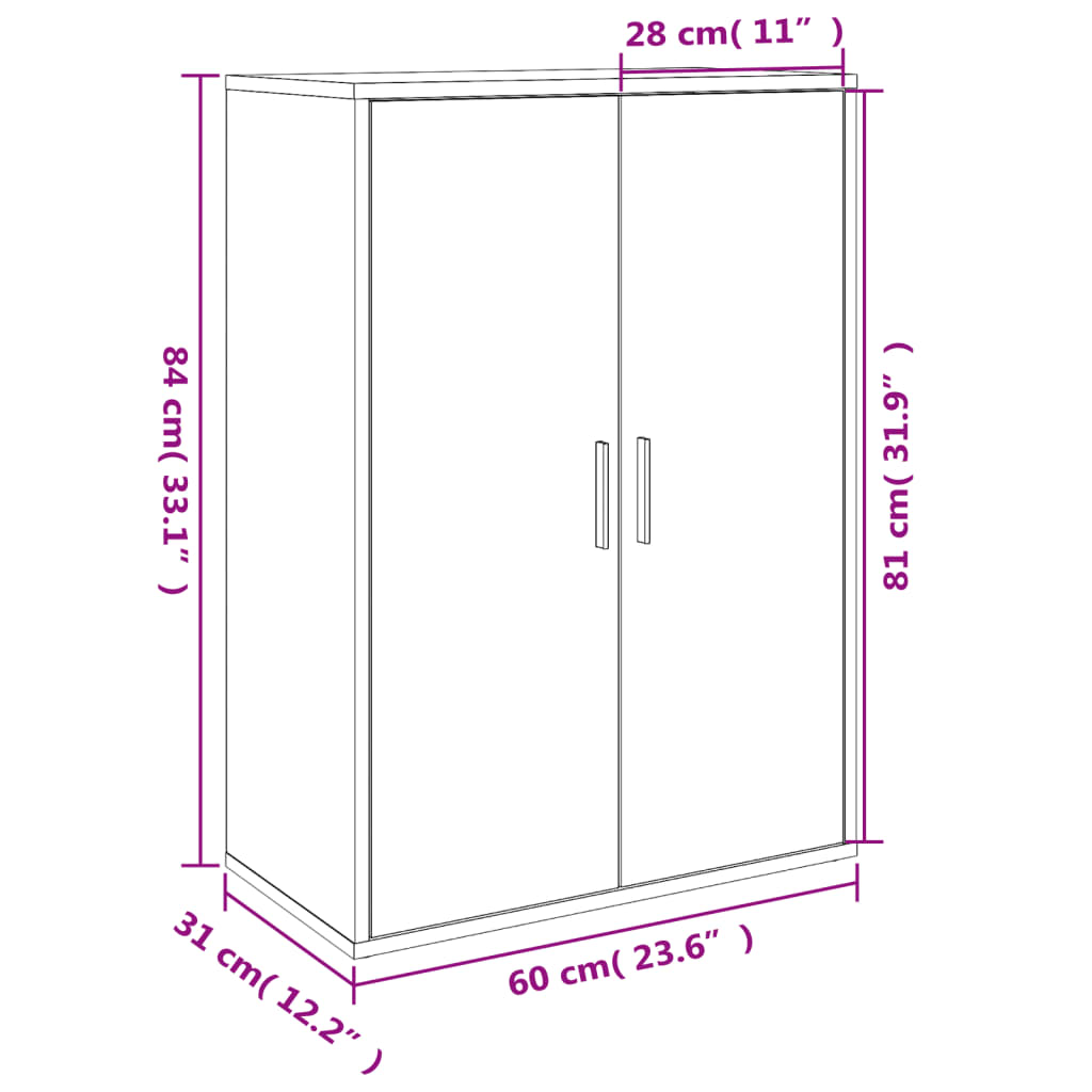 vidaXL Sideboards 2 Stk. Braun Eichen-Optik 60x31x84 cm Holzwerkstoff