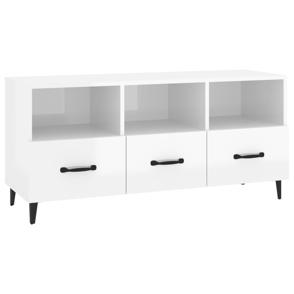 vidaXL TV-Schrank Hochglanz-Weiß 102x35x50 cm Holzwerkstoff