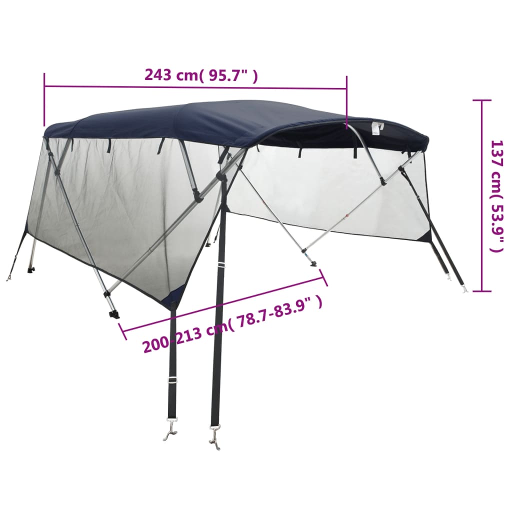 vidaXL 4-Bow Bimini-Top mit Mesh-Seitenteilen 243x(200-213)x137 cm