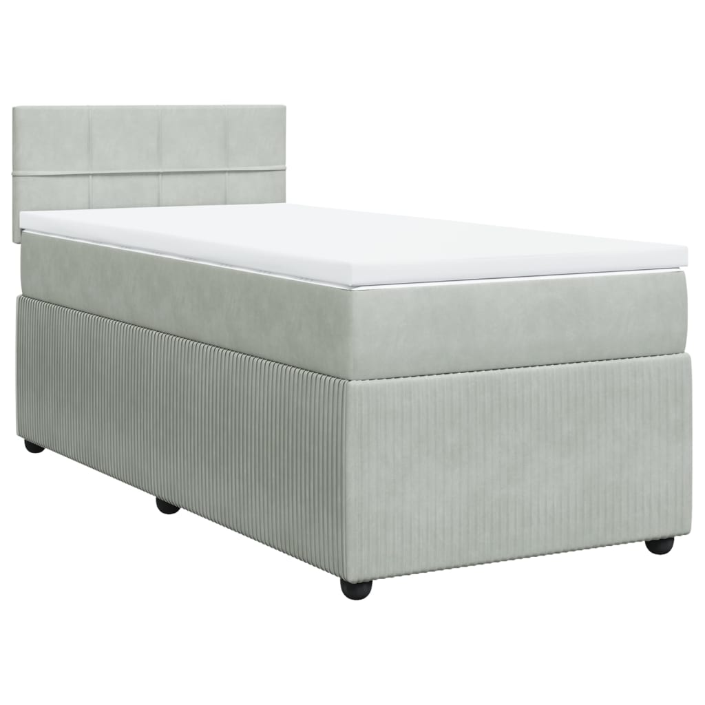 vidaXL Boxspringbett mit Matratze Hellgrau 100x200 cm Samt