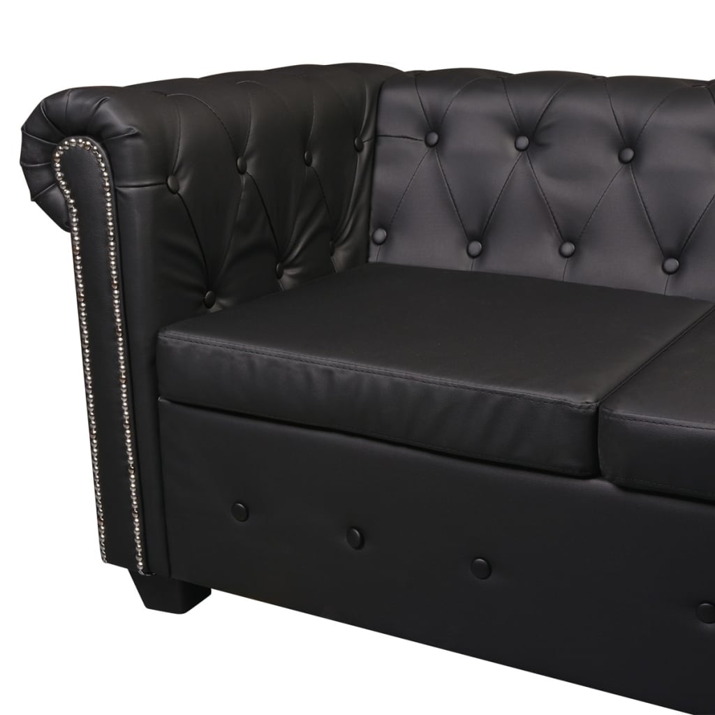 vidaXL Chesterfield-Ecksofa 5-Sitzer Kunstleder Schwarz