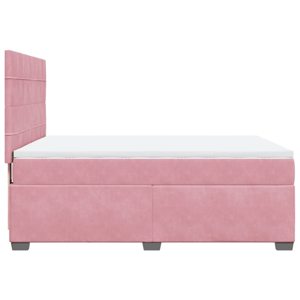 vidaXL Boxspringbett mit Matratze Rosa 140x190 cm Samt