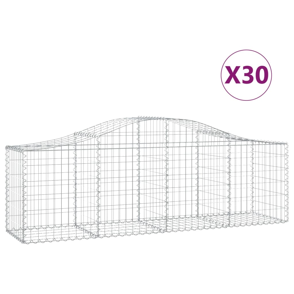 vidaXL Gabionen mit Hochbogen 30 Stk. 200x50x60/80 cm Verzinktes Eisen