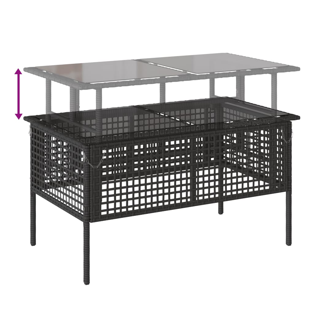 vidaXL 4-tlg. Garten-Sofagarnitur mit Kissen Schwarz Poly Rattan Glas