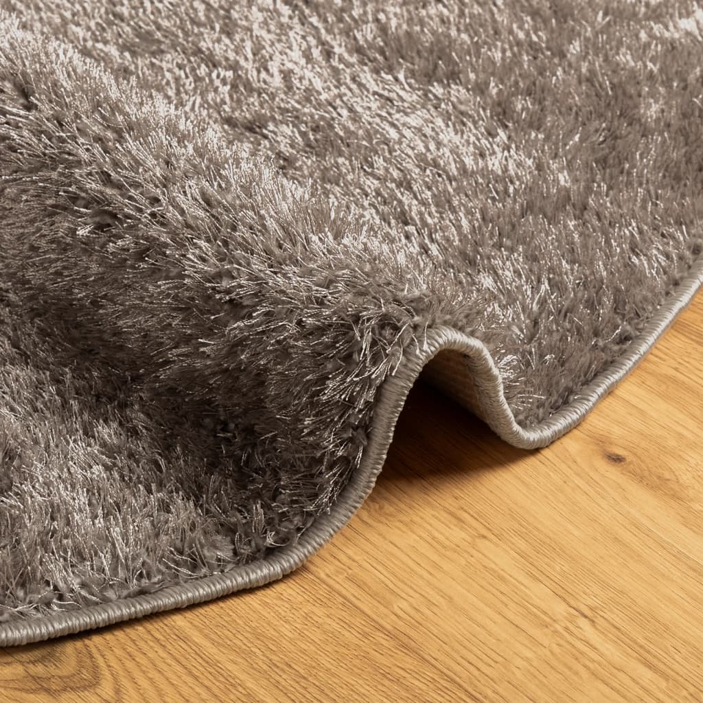 vidaXL Teppich ISTAN Hochflor Glänzend Grau Ø 100 cm