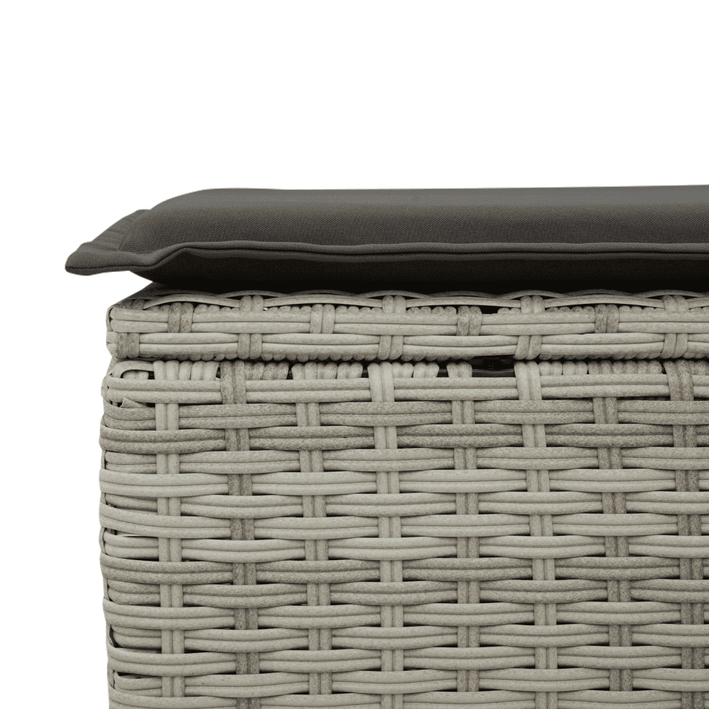 vidaXL 10-tlg. Garten-Sofagarnitur mit Kissen Hellgrau Poly Rattan