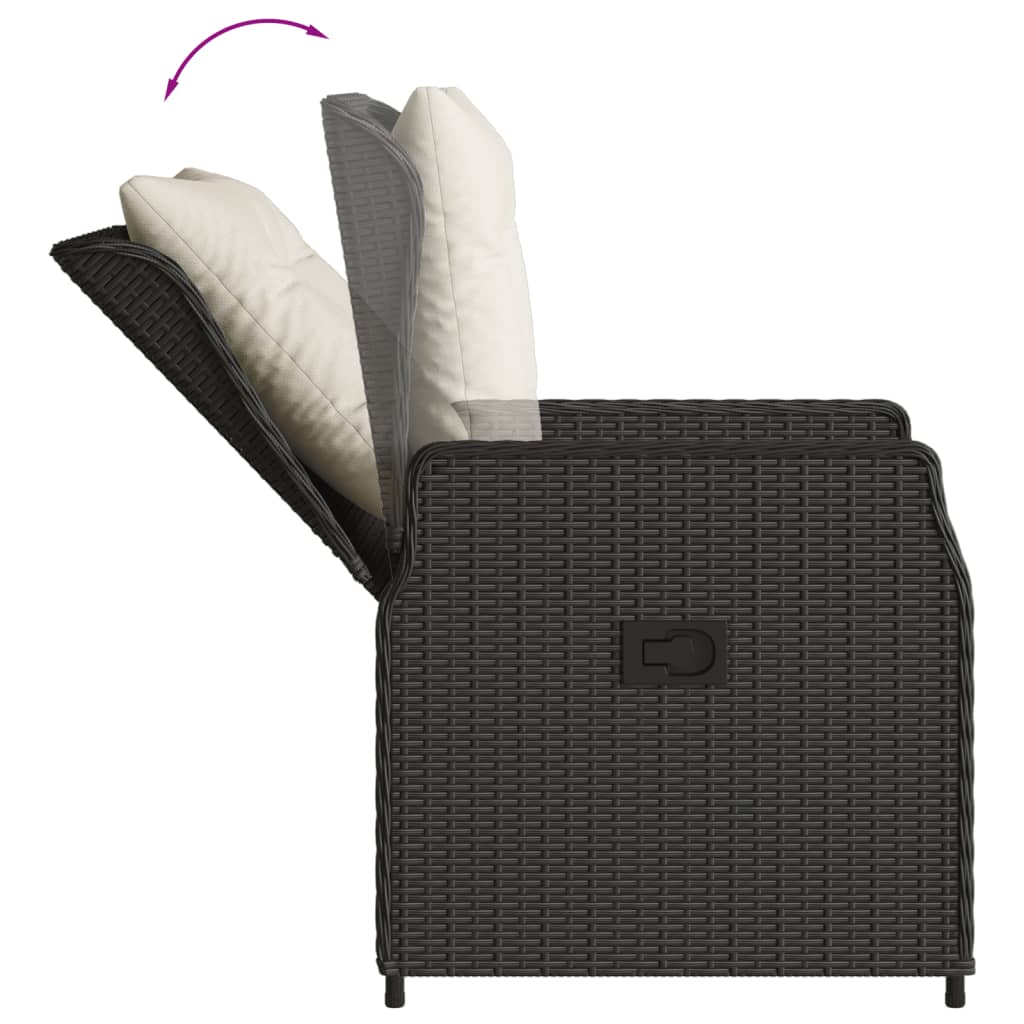 vidaXL 5-tlg. Garten-Essgruppe mit Kissen Schwarz Poly Rattan