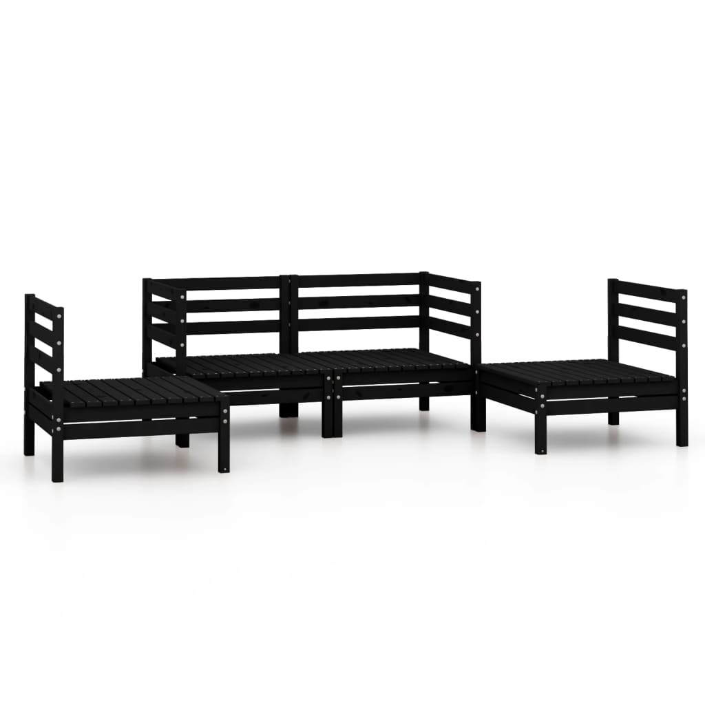 vidaXL 4-tlg. Garten-Lounge-Set Schwarz Massivholz Kiefer