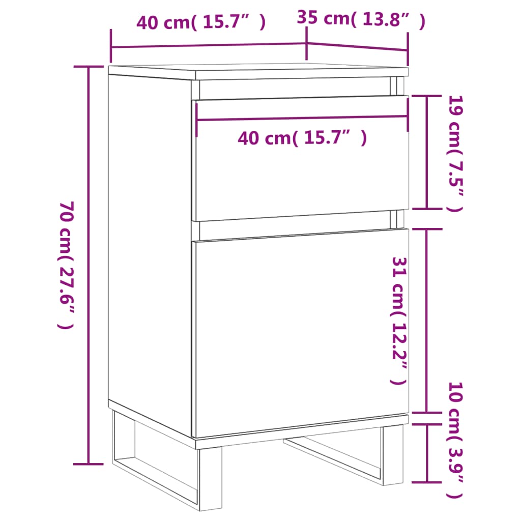 vidaXL Sideboard Schwarz 40x35x70 cm Holzwerkstoff