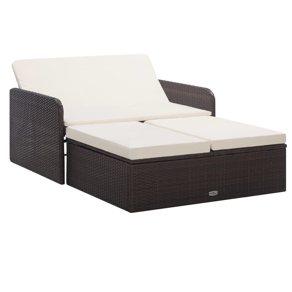 vidaXL 2-tlg. Garten-Lounge-Set mit Auflagen Poly Rattan Braun