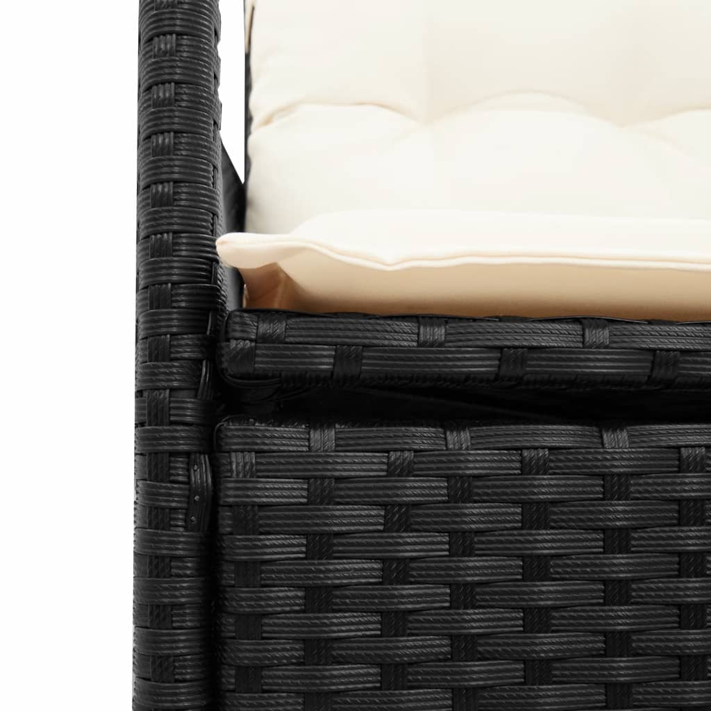 vidaXL 3-tlg. Bistro-Set mit Kissen Schwarz Poly Rattan