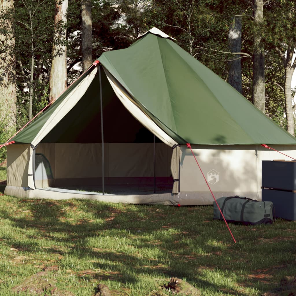 vidaXL Tipi-Familienzelt 6 Personen Grün Wasserdicht