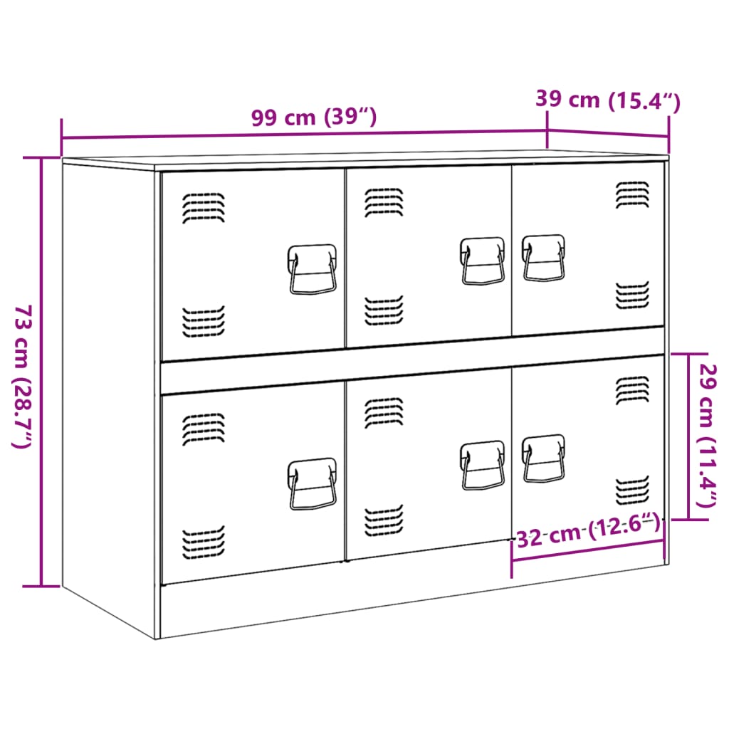 vidaXL Sideboard Rosa 99x39x73 cm Stahl