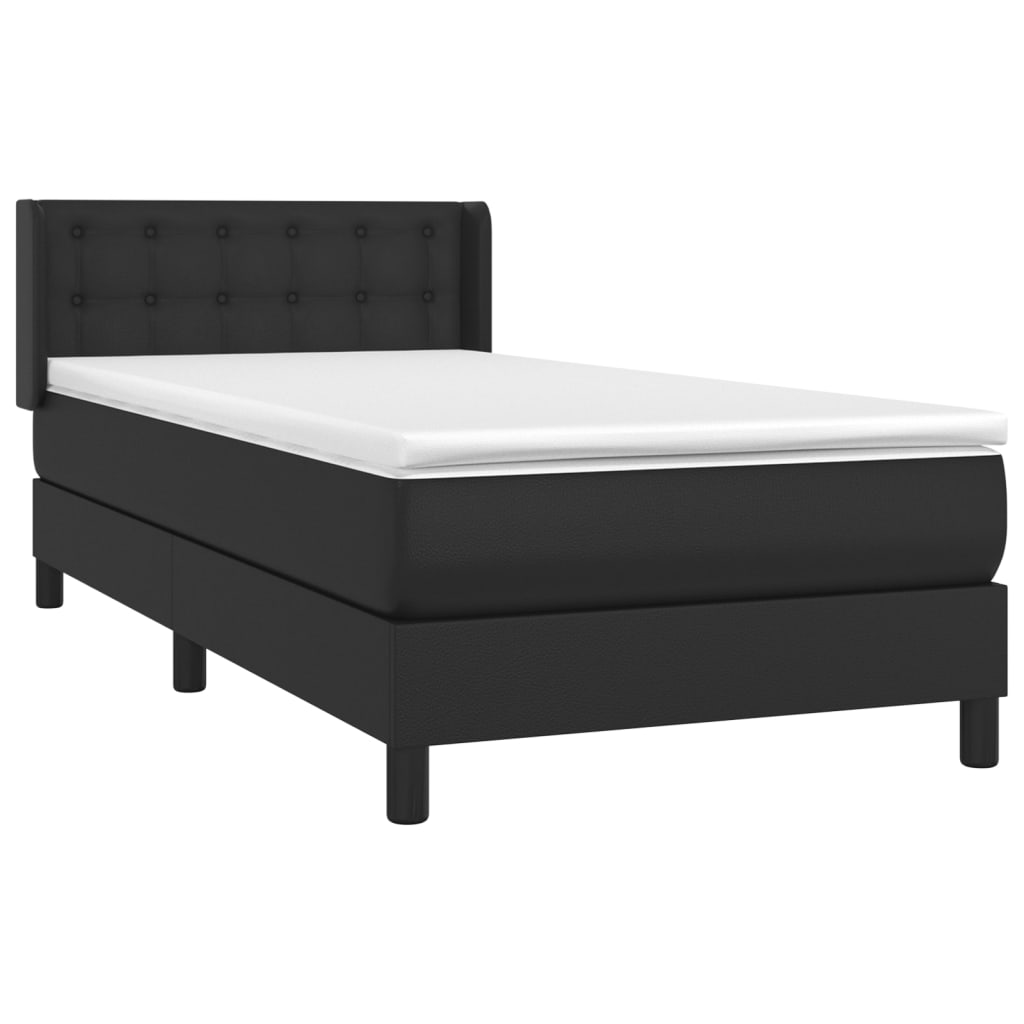 vidaXL Boxspringbett mit Matratze Schwarz 100x200 cm Kunstleder