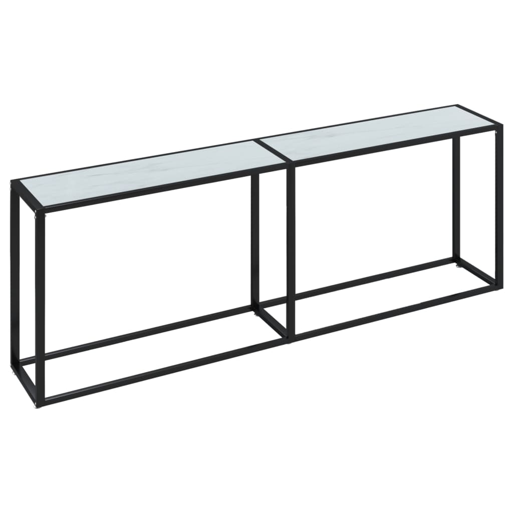 vidaXL Konsolentisch Weiß Marmor-Optik 220x35x75,5 cm Hartglas