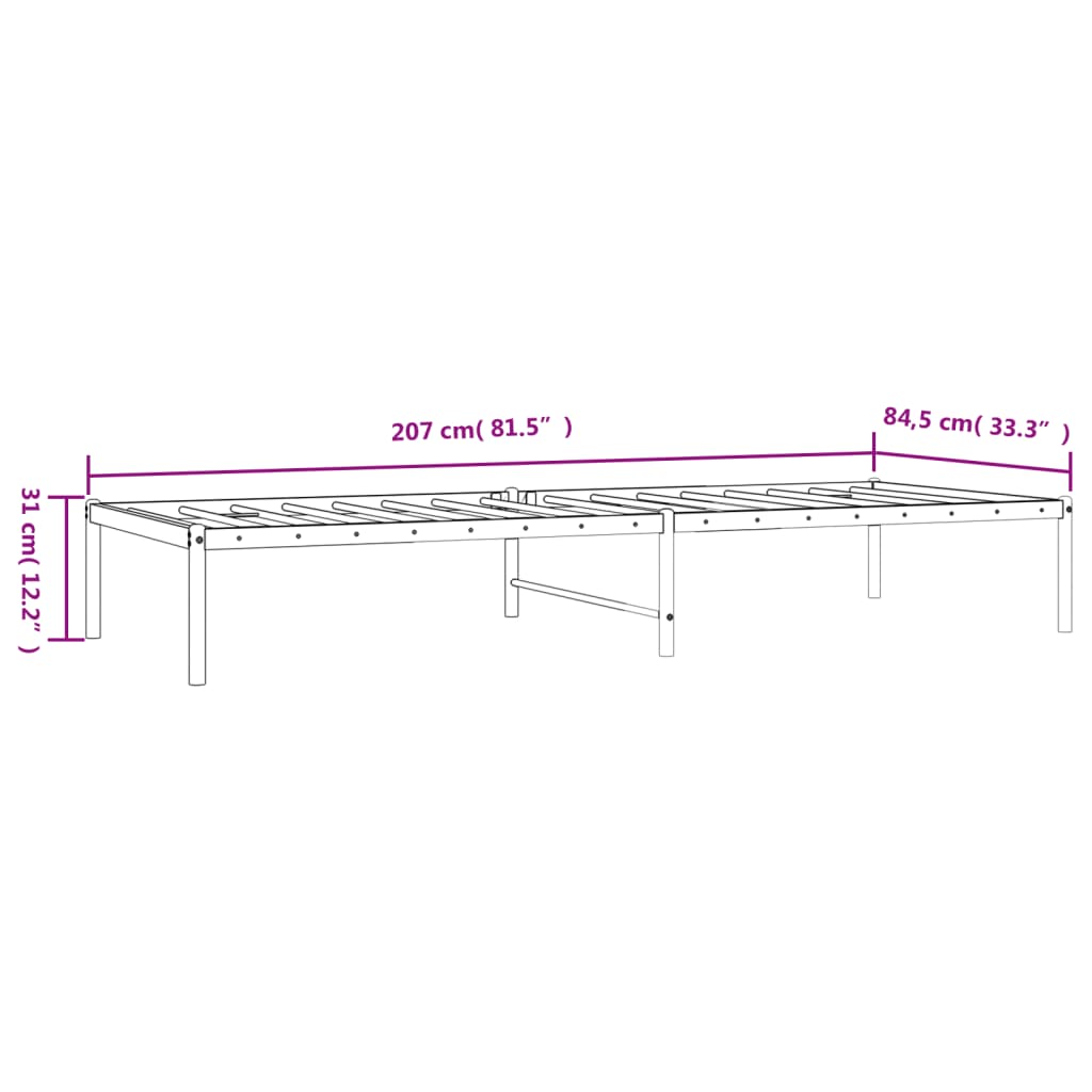 vidaXL Bettgestell Metall Weiß 80x200 cm