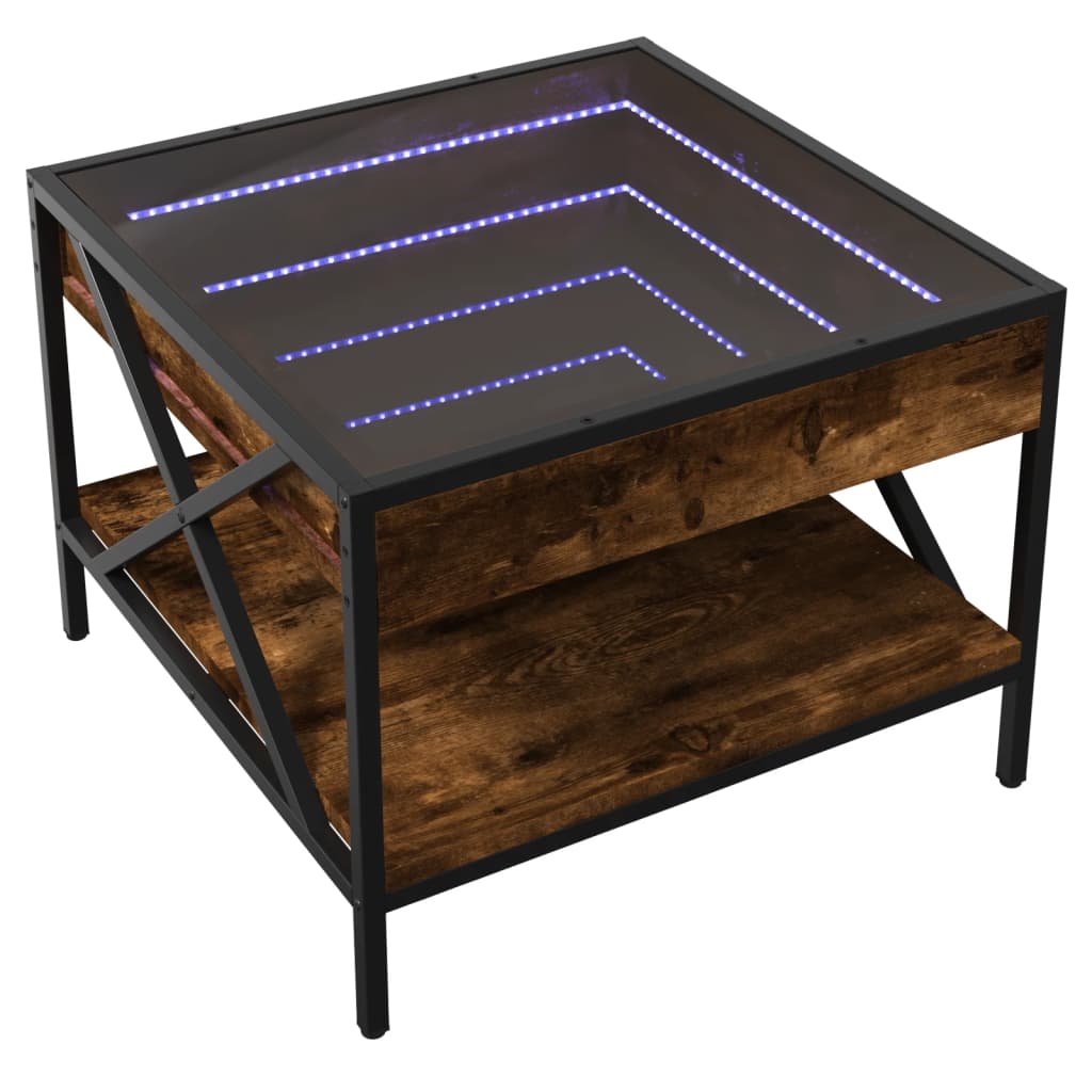 vidaXL Couchtisch mit Infinity-LED Räuchereiche 50x50x38 cm