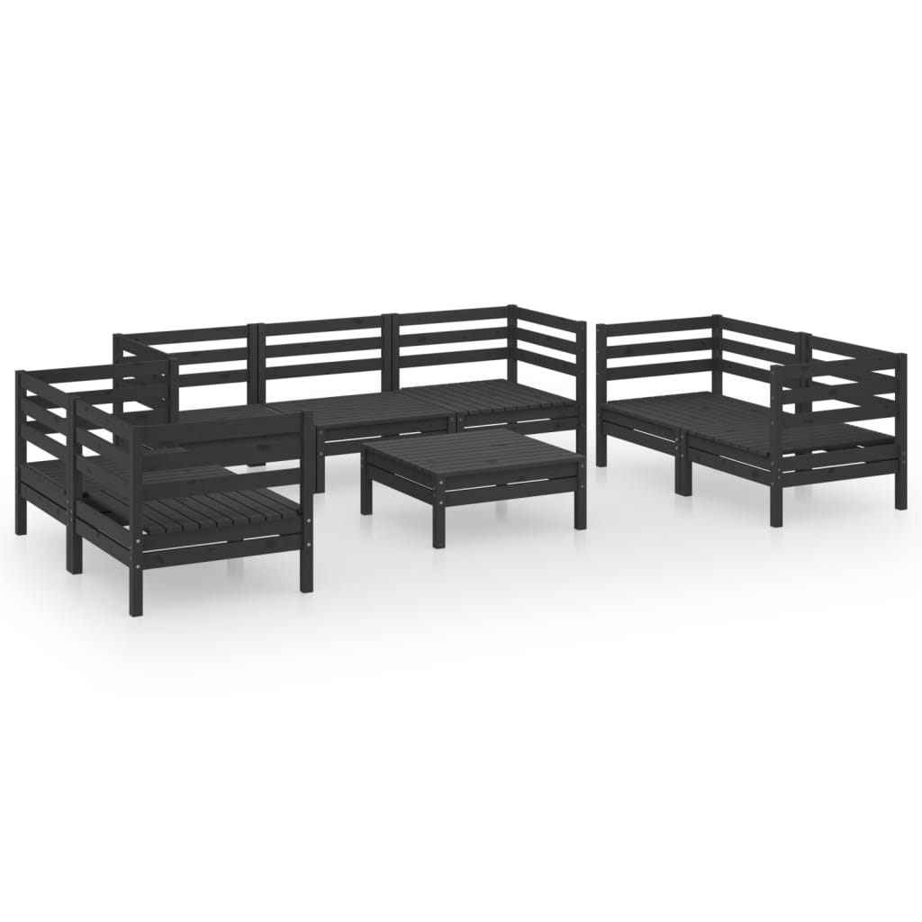 vidaXL 8-tlg. Garten-Lounge-Set Schwarz Massivholz Kiefer