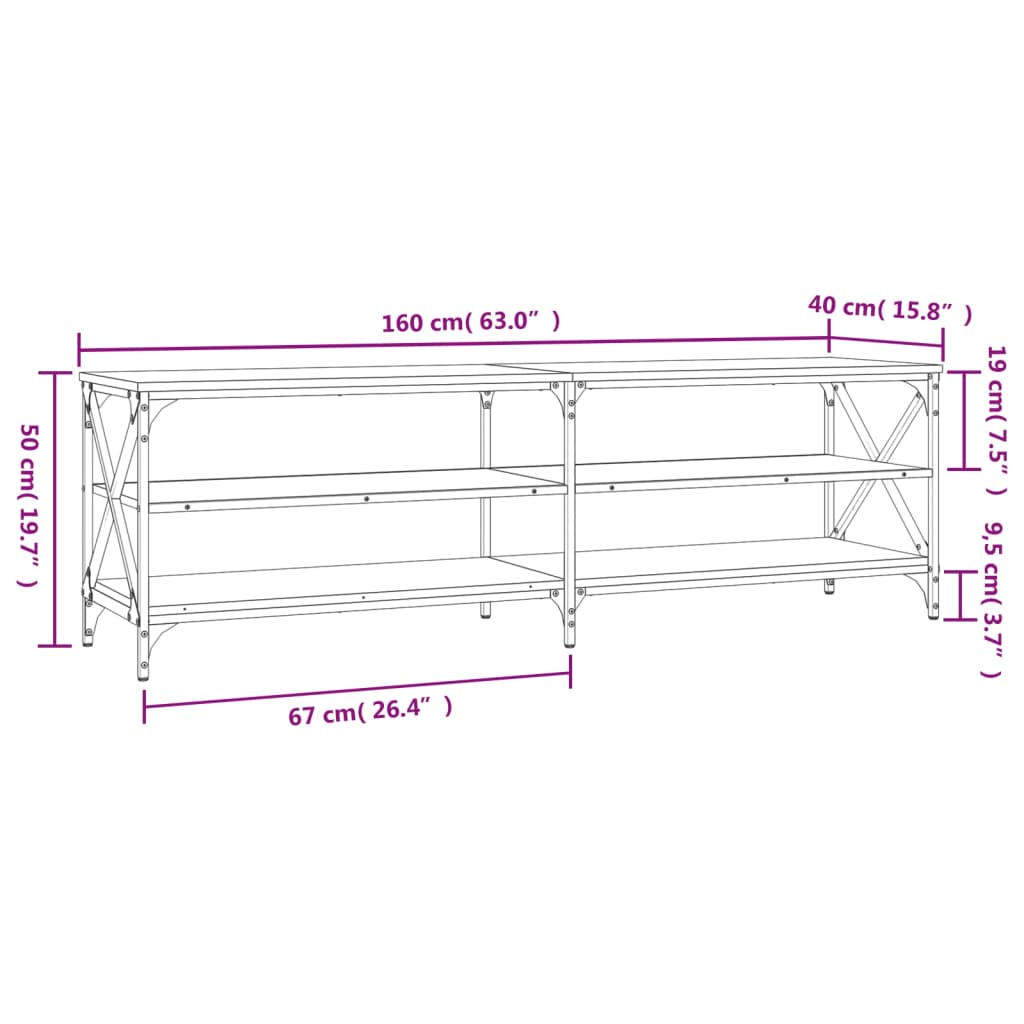 vidaXL TV-Schrank Räuchereiche 160x40x50 cm Holzwerkstoff