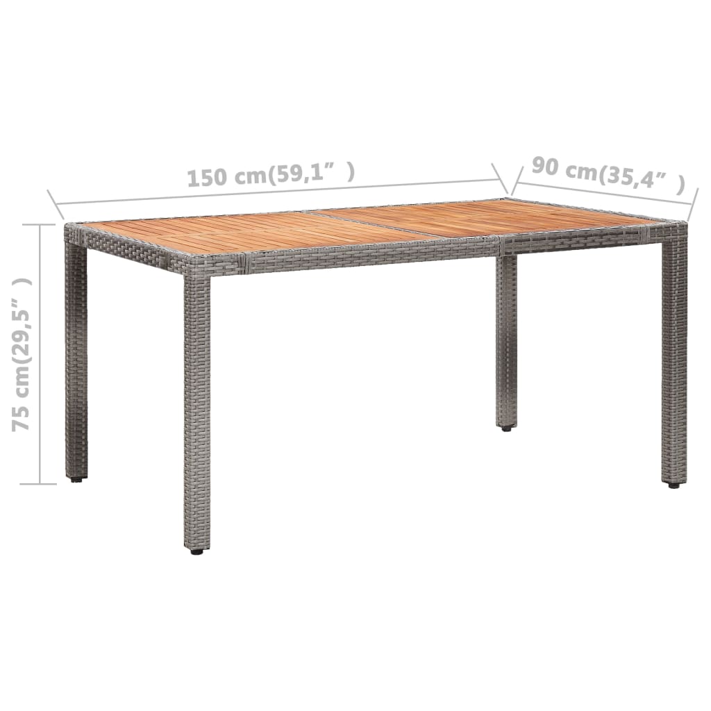 vidaXL 7-tlg. Garten-Essgruppe mit Kissen Poly-Rattan Grau