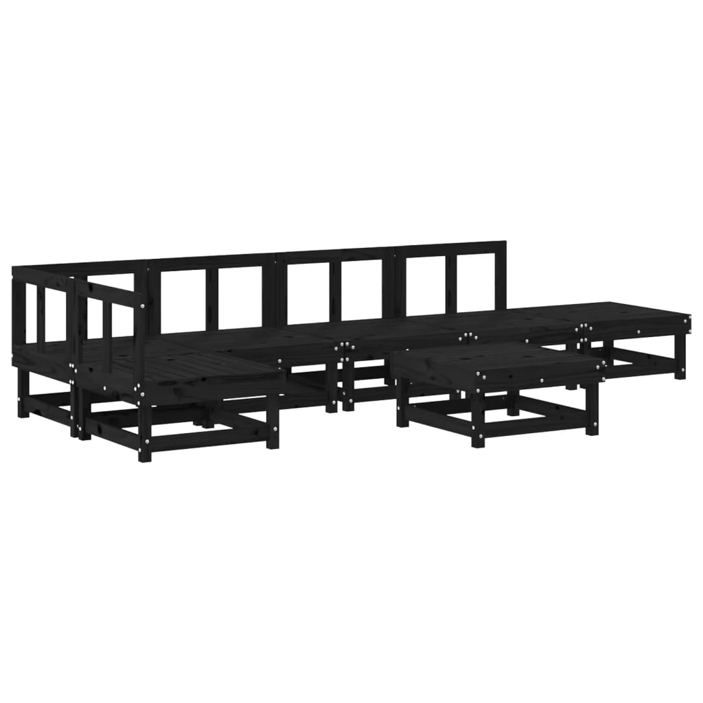 vidaXL 7-tlg. Garten-Lounge-Set Schwarz Massivholz Kiefer