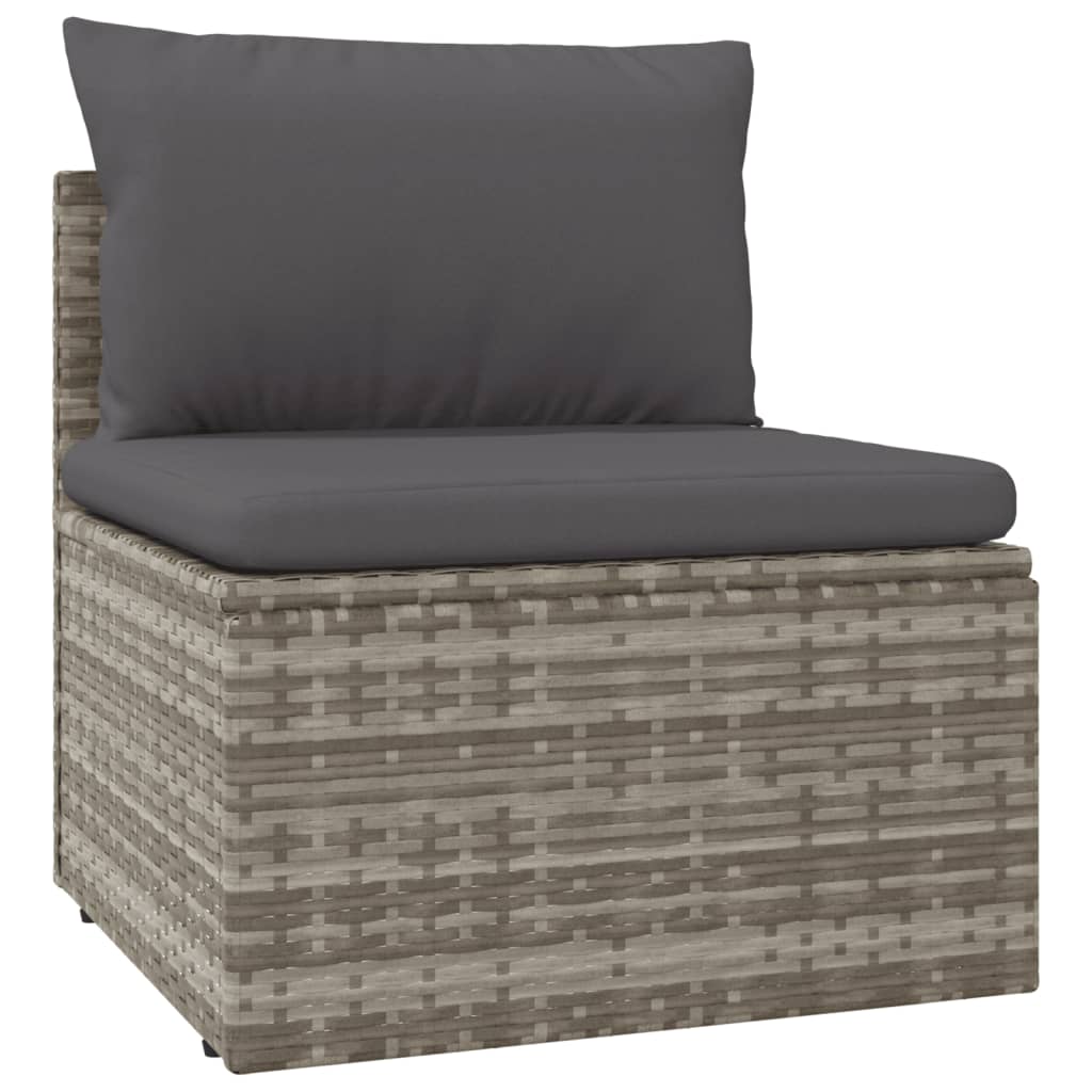 vidaXL Garten-Mittelsofas 4 Stk. Grau 57x57x56 cm Poly Rattan