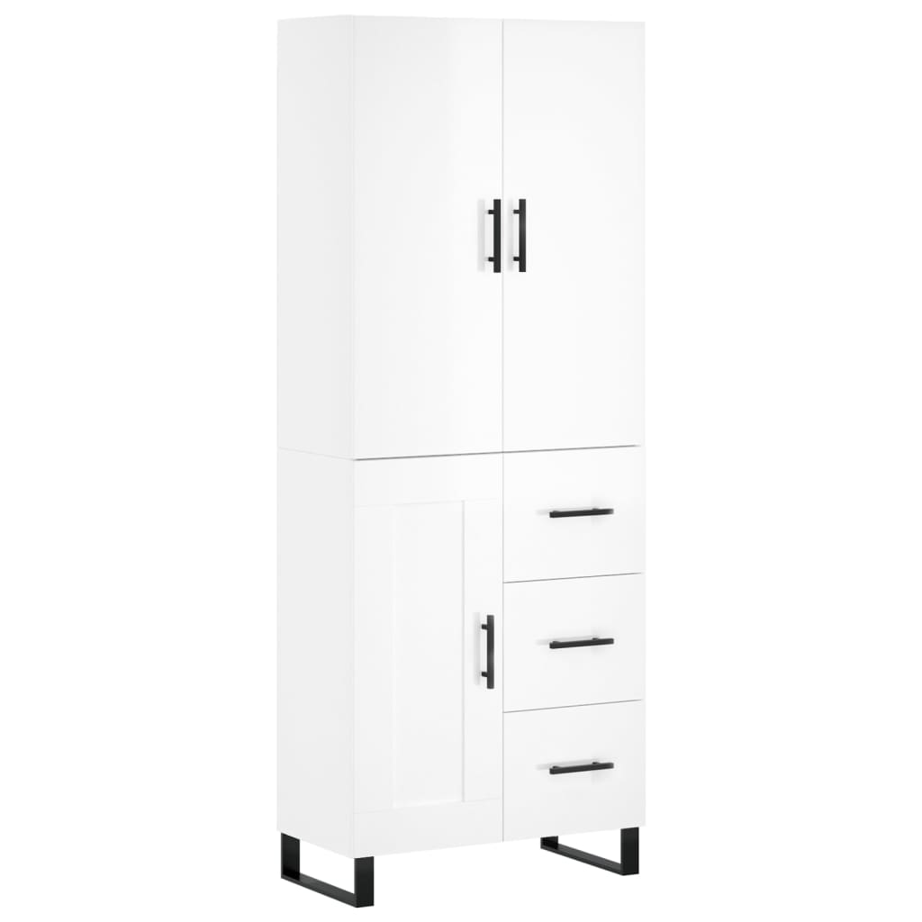 vidaXL Highboard Hochglanz-Weiß 69,5x34x180 cm Holzwerkstoff