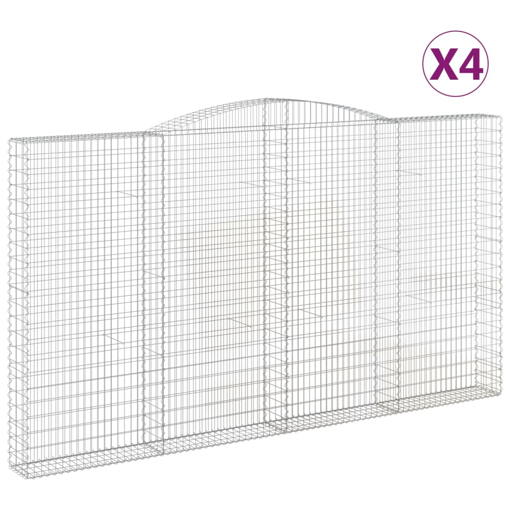 vidaXL Gabionen mit Hochbogen 4 Stk. 400x30x220/240cm Verzinktes Eisen