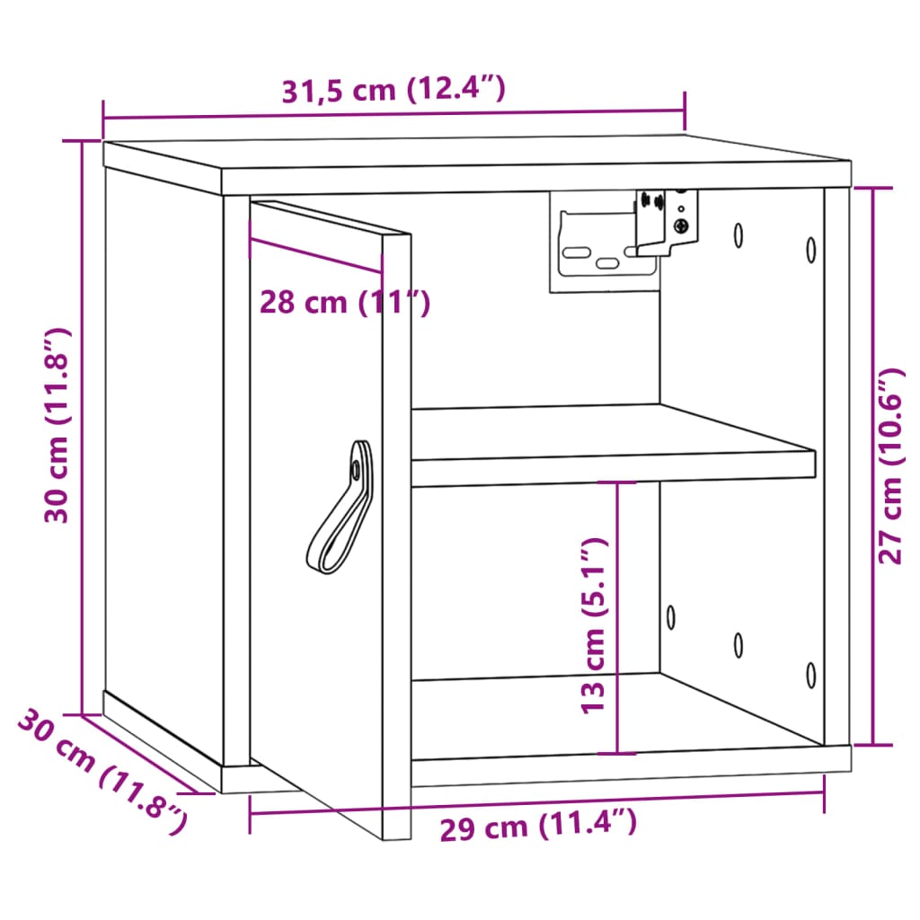 vidaXL Wandschränke 2 Stk. Weiß 31,5x30x30 cm Massivholz Kiefer