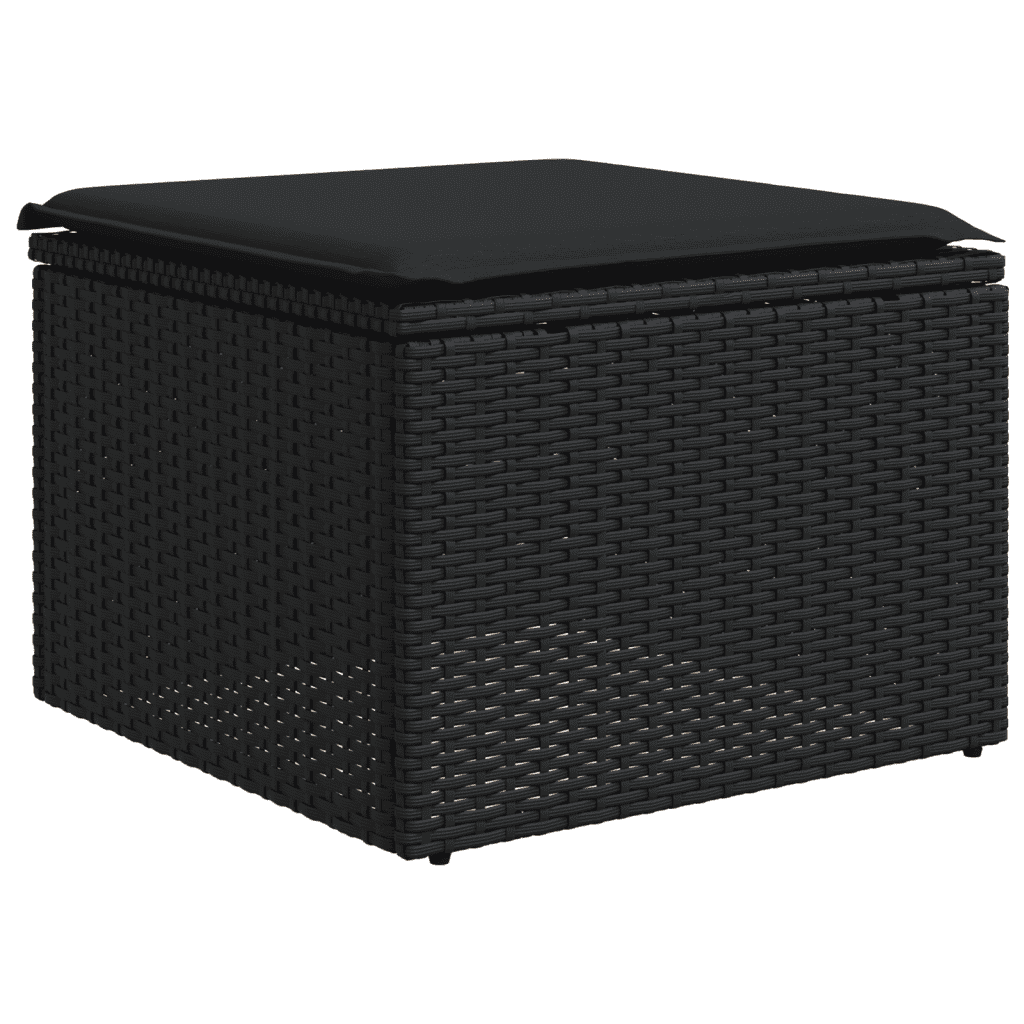 vidaXL 7-tlg. Garten-Sofagarnitur mit Kissen Schwarz Poly Rattan