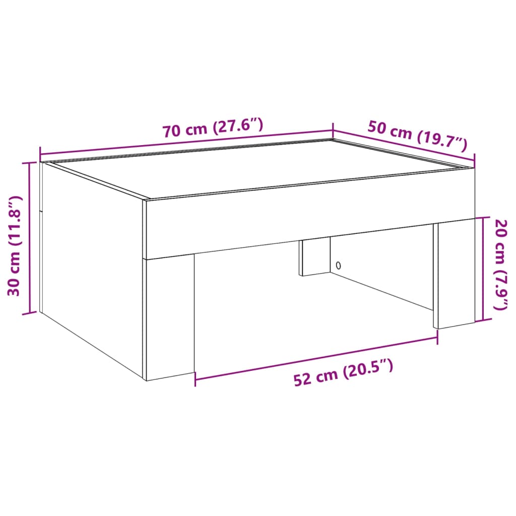 vidaXL Couchtisch mit Infinity-LED Sonoma-Eiche 70x50x30 cm