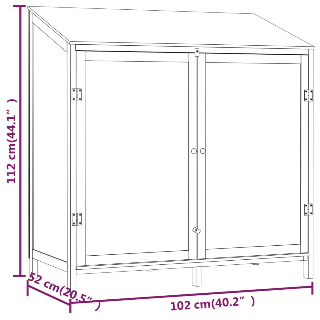 vidaXL Geräteschuppen 102x52x112 cm Massivholz Tanne