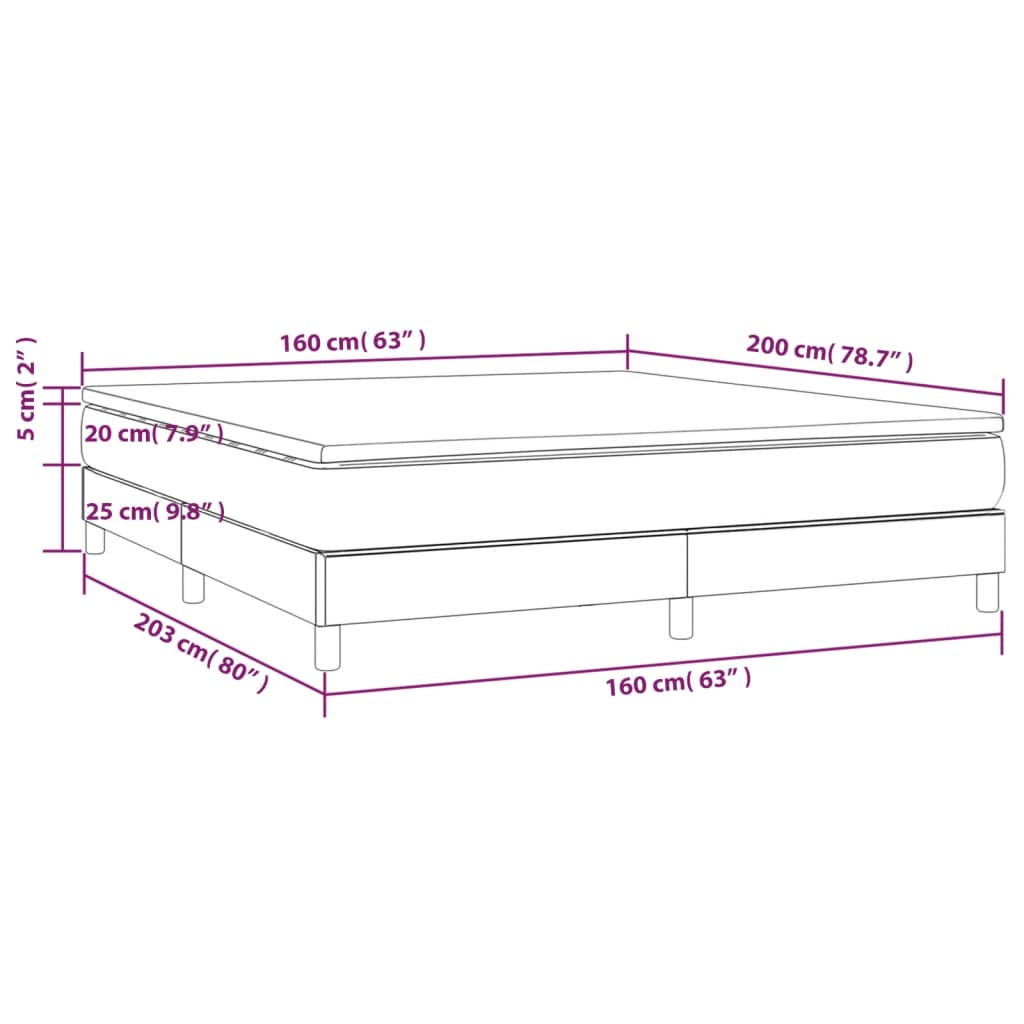 vidaXL Boxspringbett mit Matratze Creme 160x200 cm Stoff