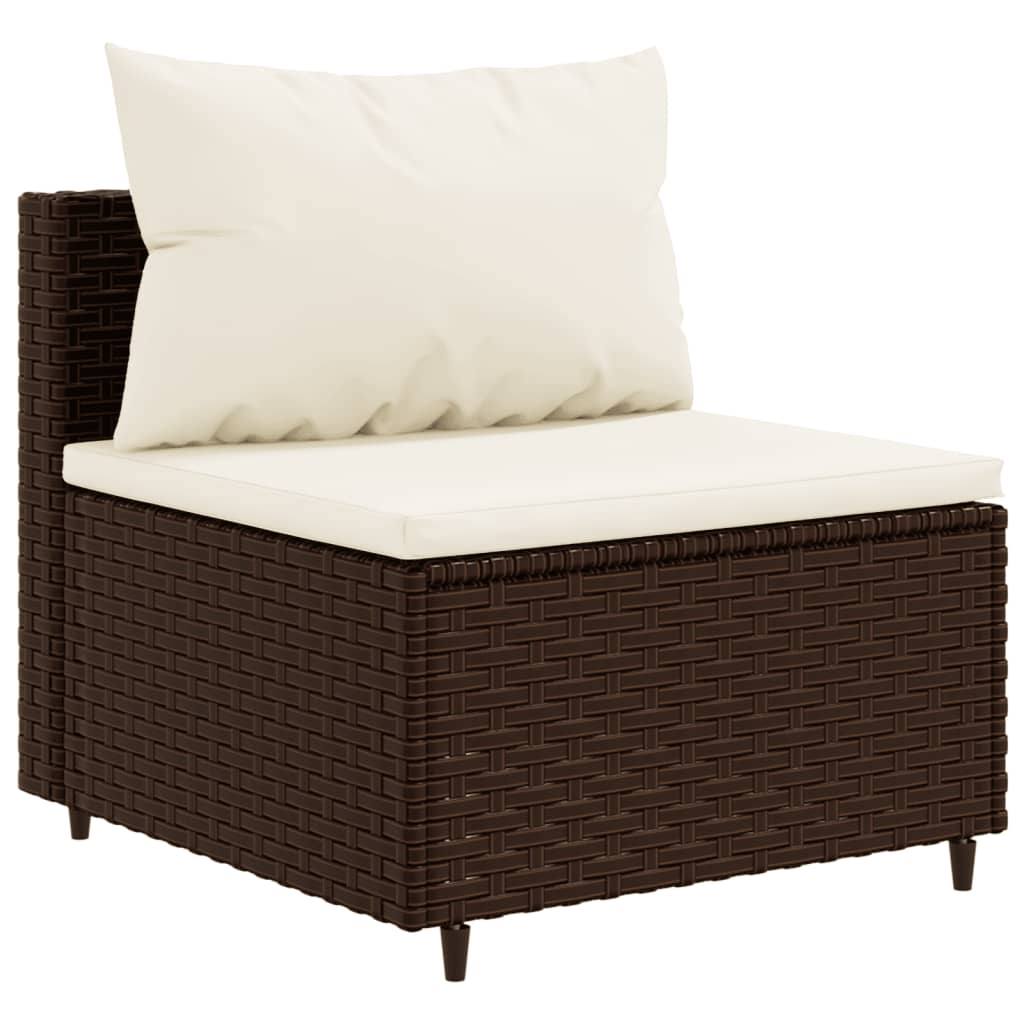 vidaXL 5-tlg. Garten-Lounge-Set mit Kissen Braun Poly Rattan