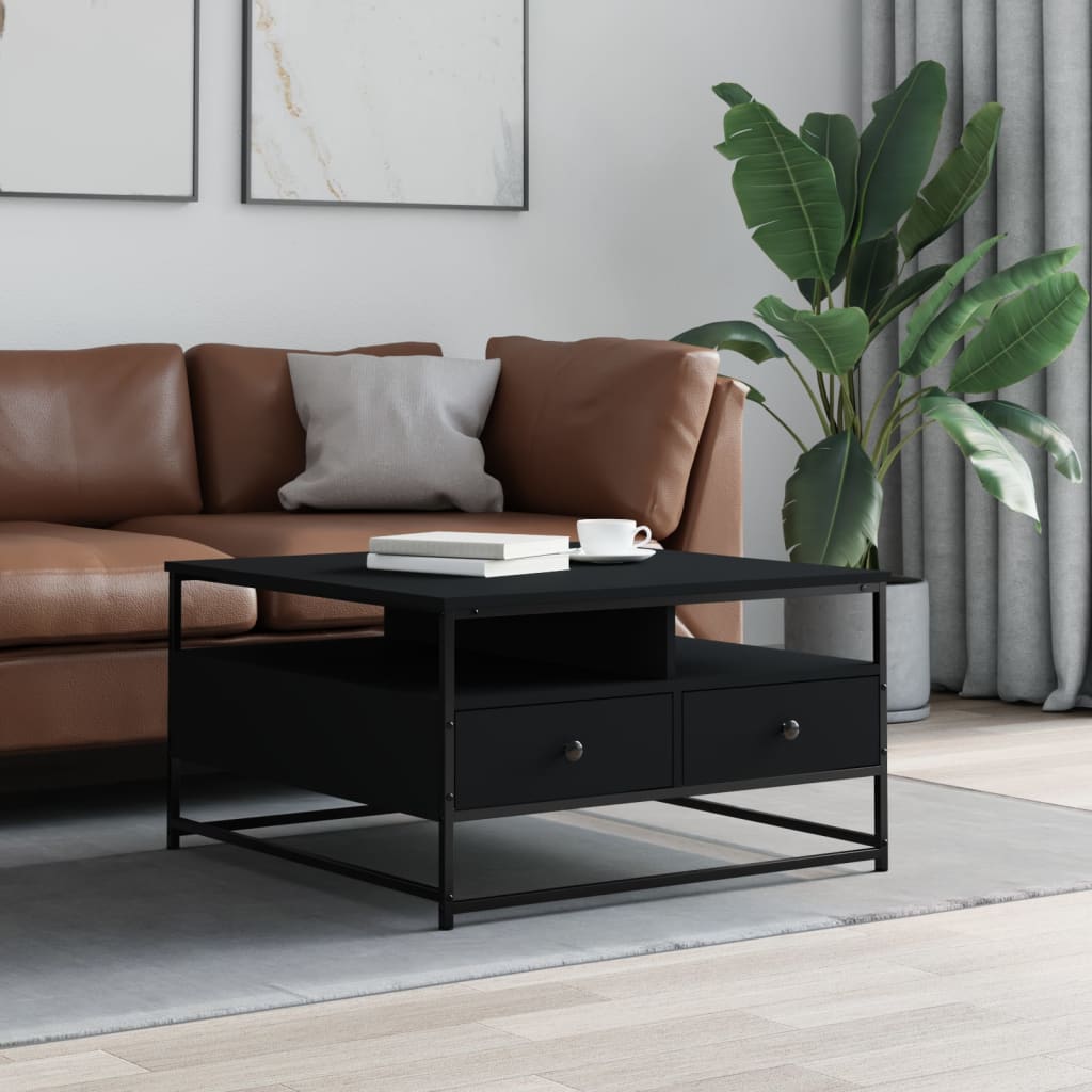 vidaXL Couchtisch Schwarz 80x80x45 cm Holzwerkstoff