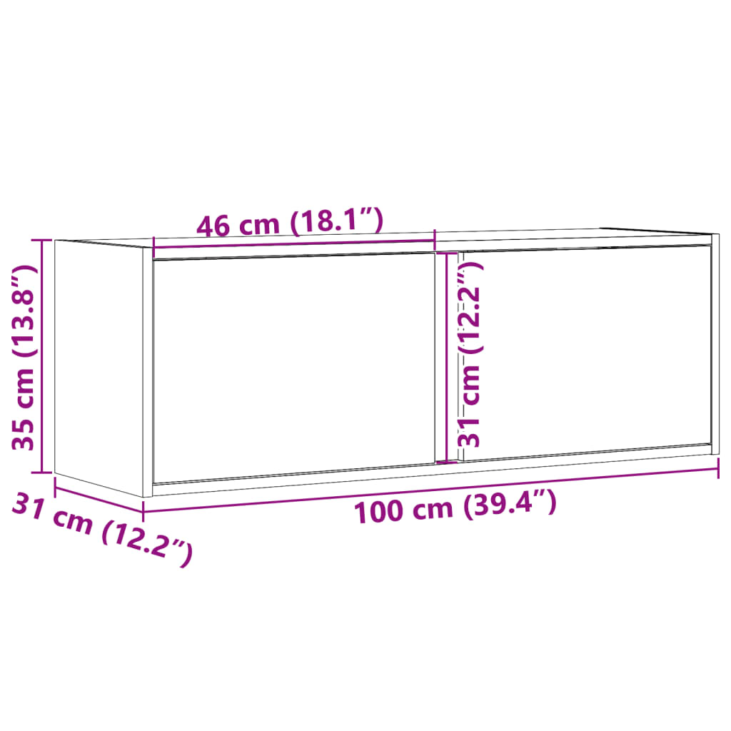 vidaXL TV-Wandschrank mit LED-Beleuchtung Grau Sonoma 100x31x35 cm