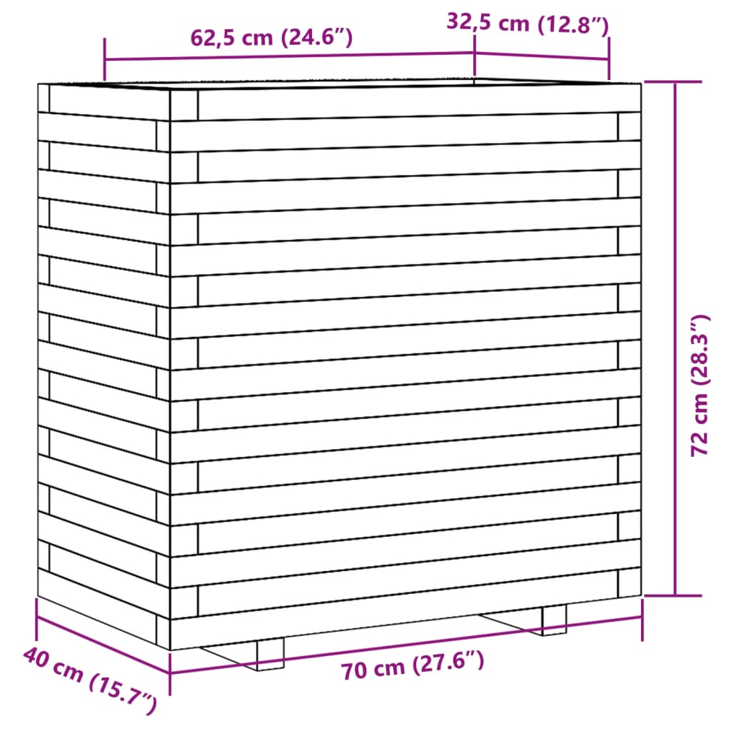 vidaXL Pflanzkübel 70x40x72 cm Kiefernholz Imprägniert