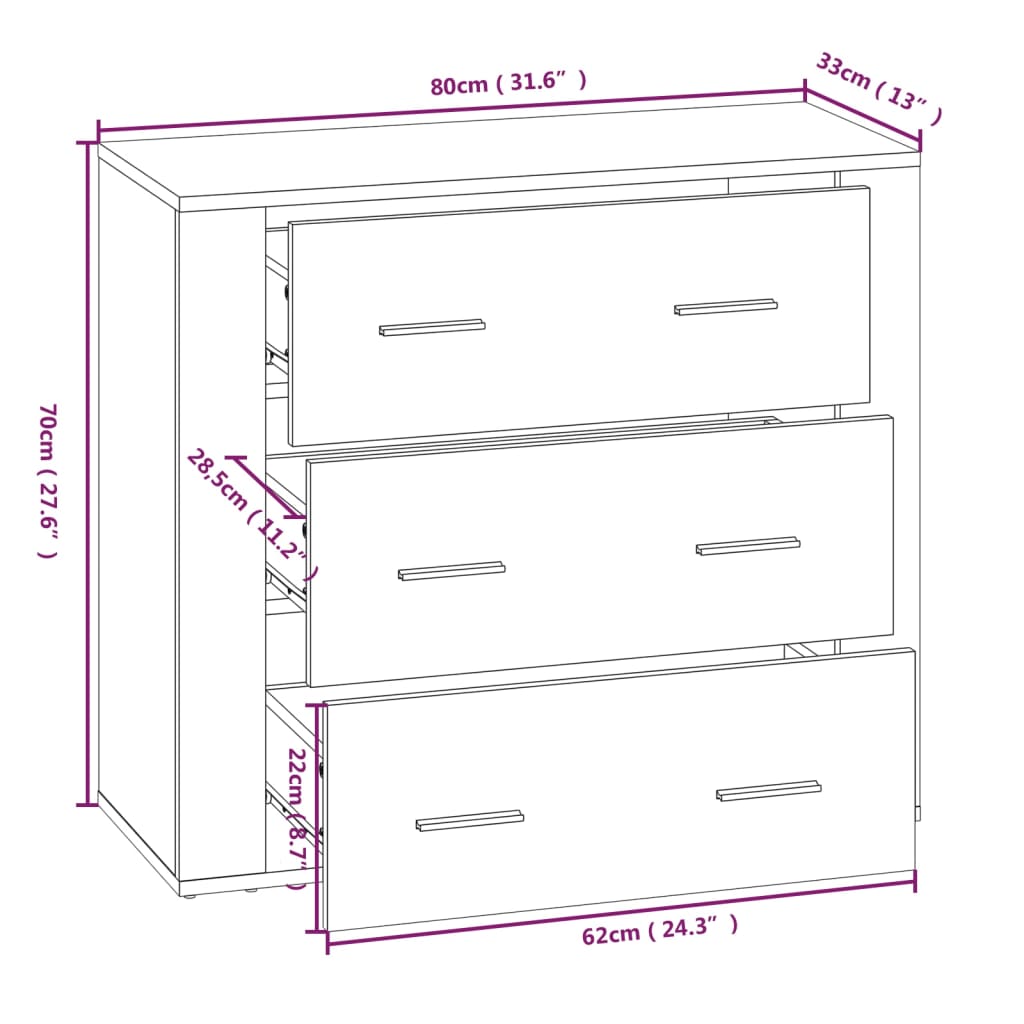 vidaXL Highboard Braun Eichen-Optik Holzwerkstoff