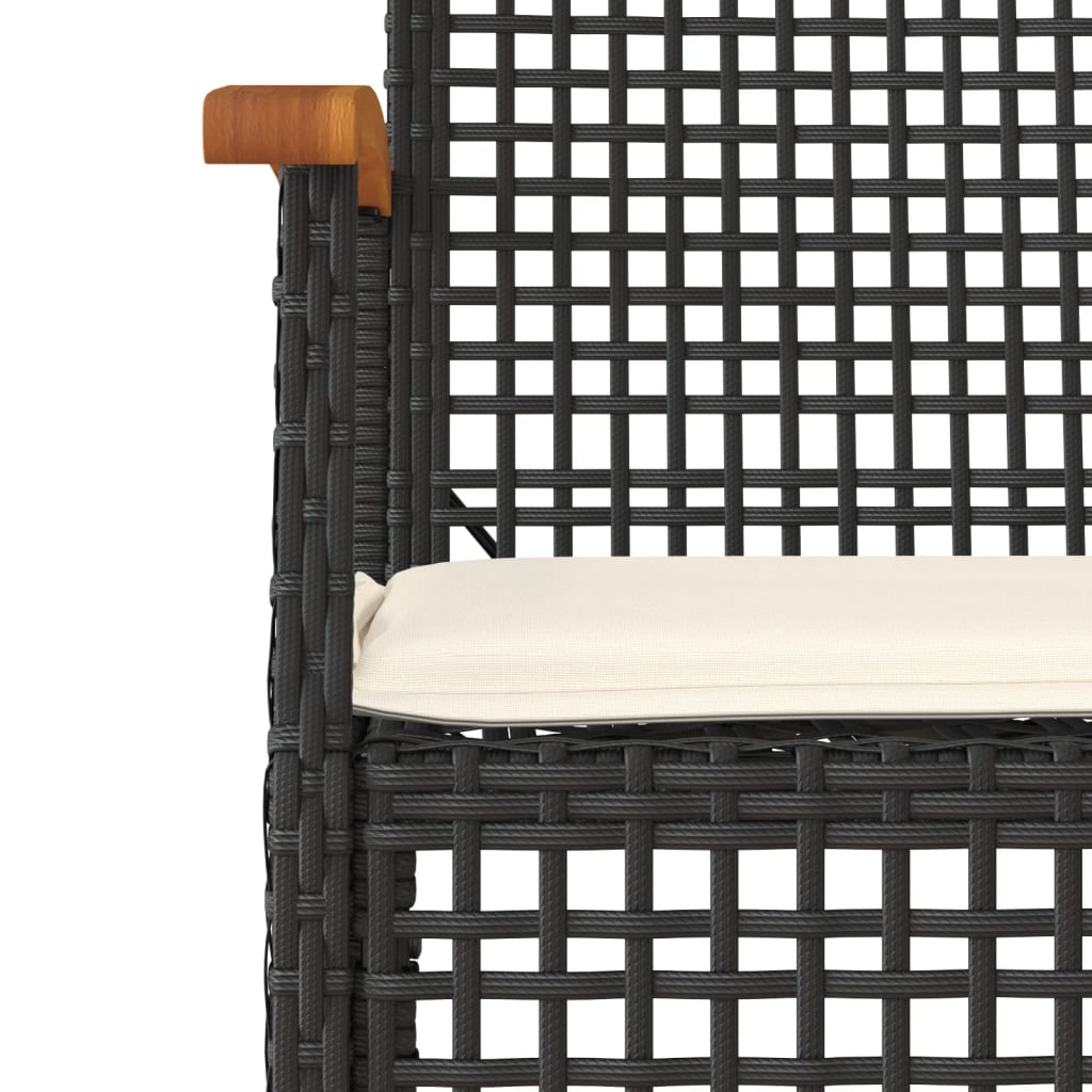 vidaXL 3-tlg. Bistro-Set mit Kissen Schwarz Poly Rattan Akazienholz