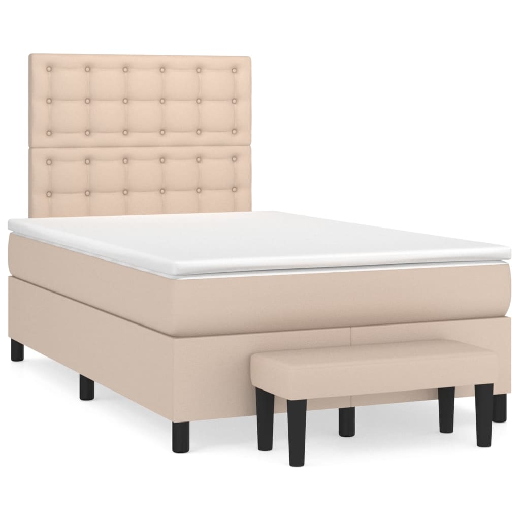 vidaXL Boxspringbett Matratze Cappuccino-Braun 120x200cm Kunstleder