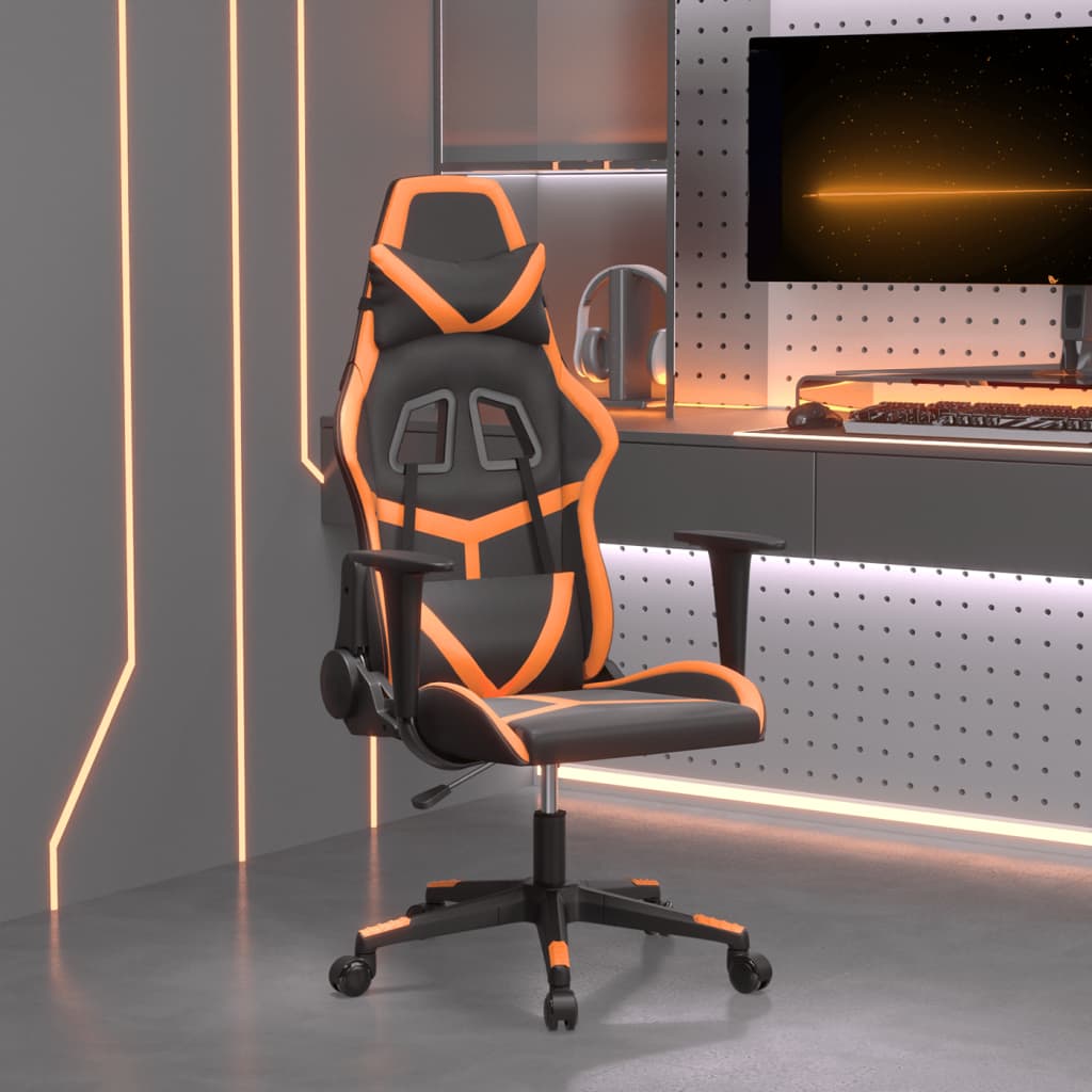 vidaXL Gaming-Stuhl mit Massagefunktion Schwarz und Orange Kunstleder