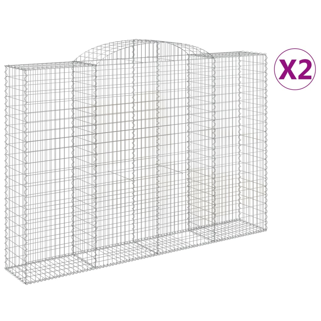 vidaXL Gabionen mit Hochbogen 2 Stk. 300x50x200/220cm Verzinktes Eisen