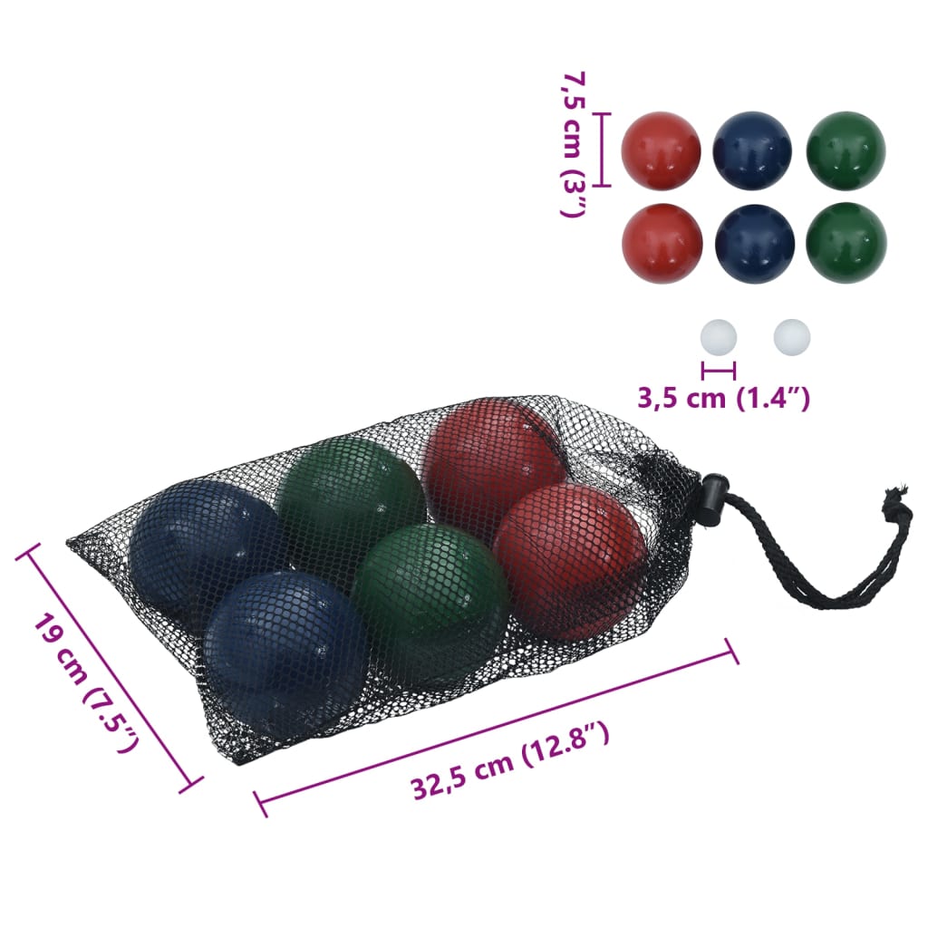 vidaXL 8-tlg. Boccia-Spielset mit Tragetasche Massivholz Kiefer