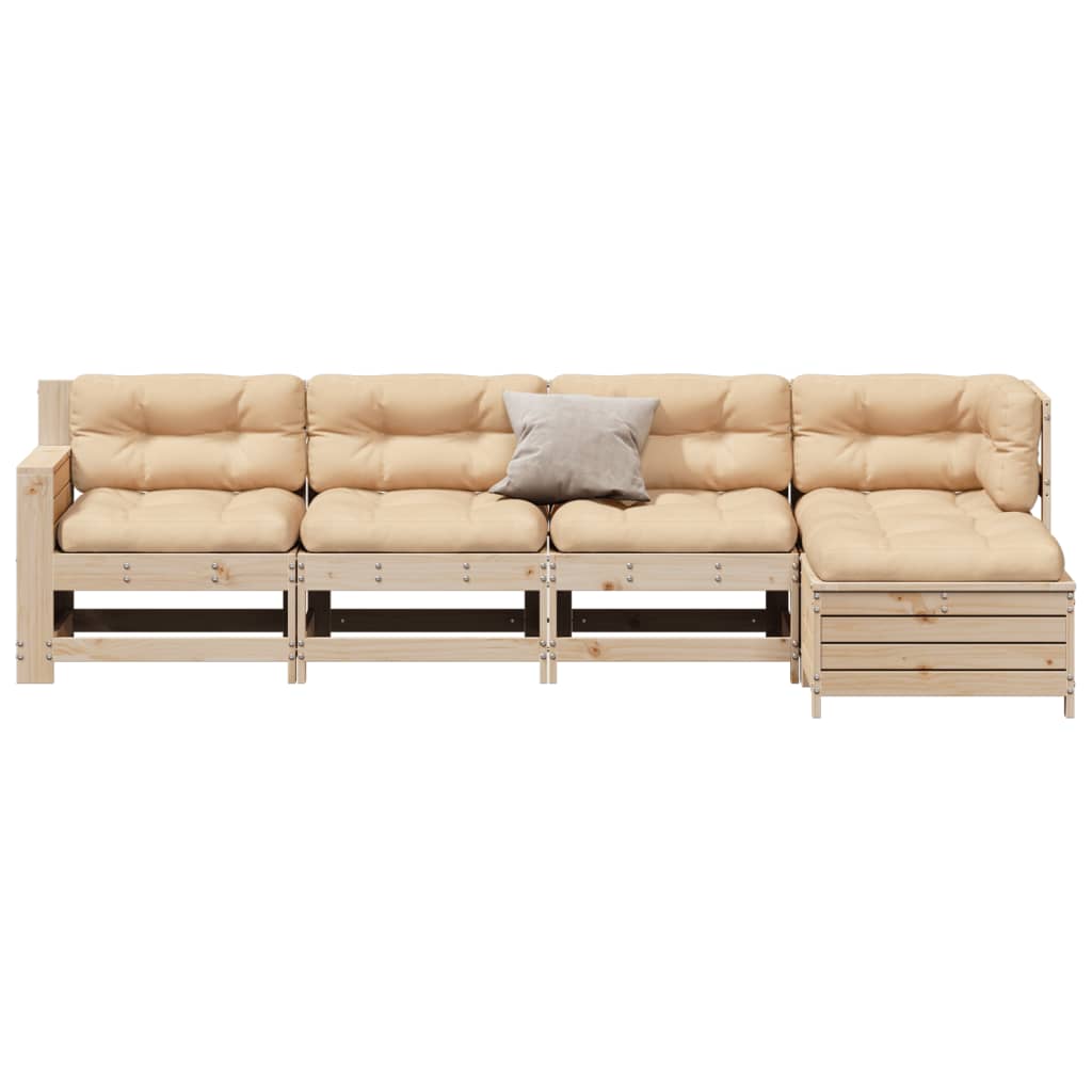 vidaXL 5-tlg. Garten-Lounge-Set mit Kissen Massivholz Kiefer